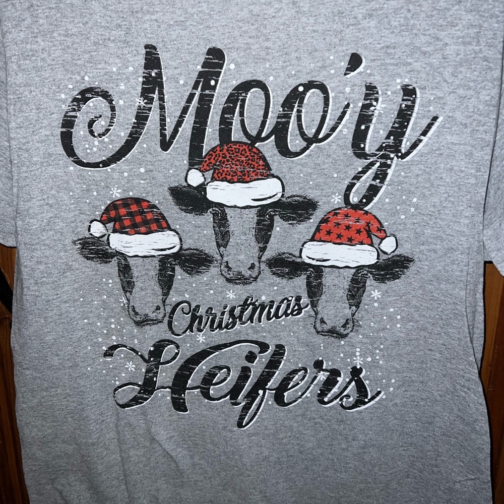 Moory Christmas T Shirt M Western Cow - Picture 2 of 3